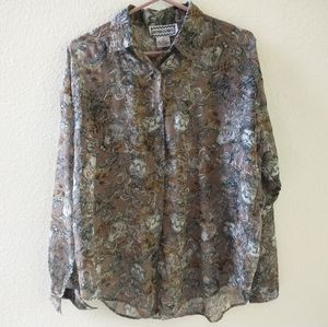 Cotton Express chiffon long sleeve button down shirt